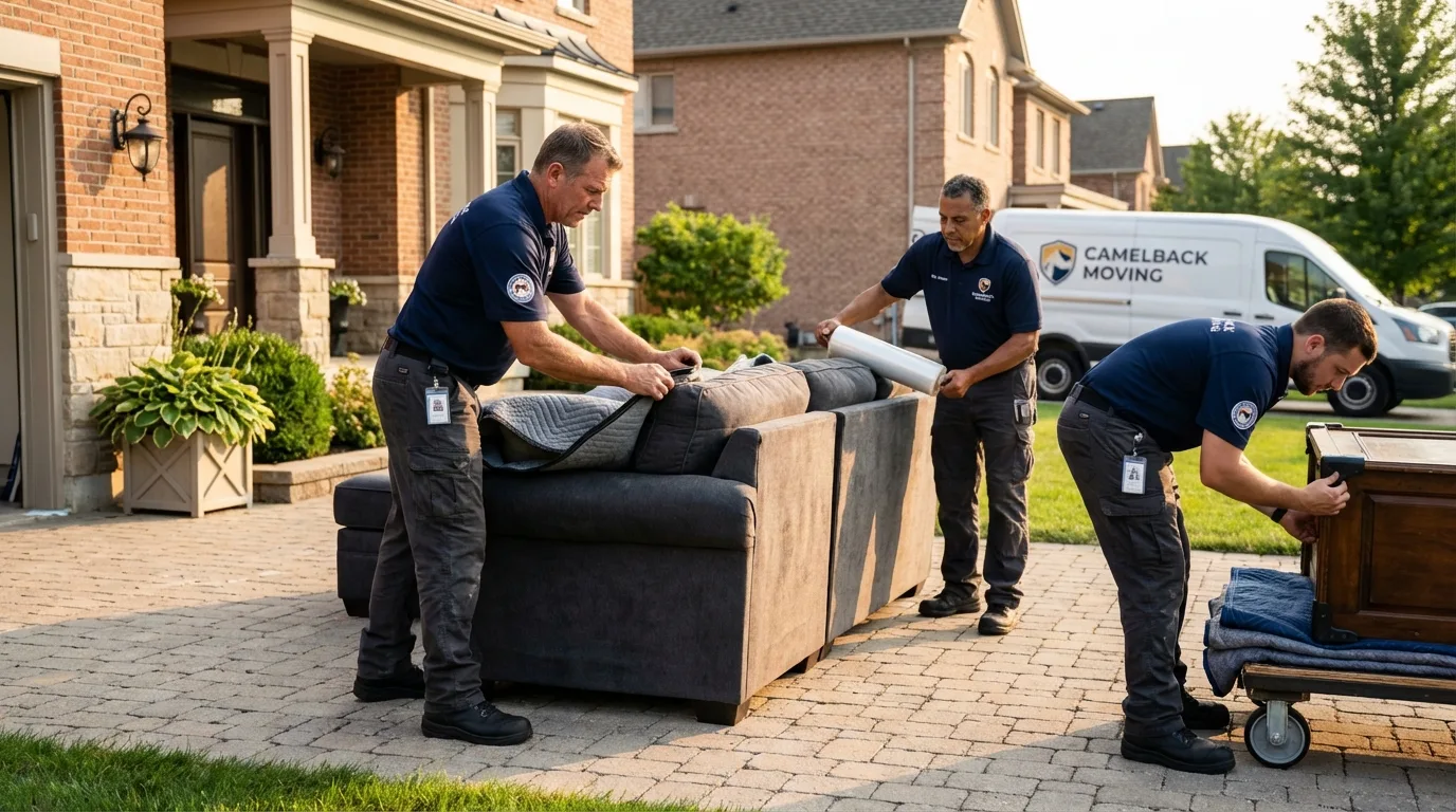 Large estate moving crew wrapping furniture in Avon, IN