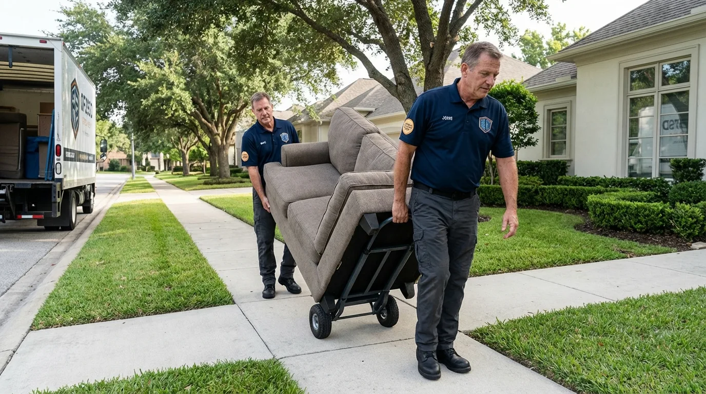 Local residential moving crew loading furniture in Avon, IN